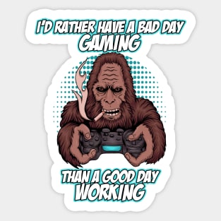 Funny Gaming Shirt Video Games Yeti Bigfoot Retro Gamer Sticker